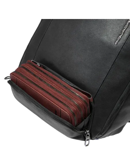 Piquadro Cronus 15.6 Leder Laptop-Rucksack, schwarz