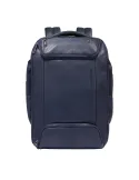 Zaino porta pc da 15,6 in pelle Piquadro Cronus con cinghia pettorale, blu
