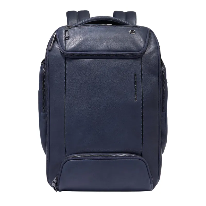 Piquadro Cronus 15.6 Leder Laptop-Rucksack, blau