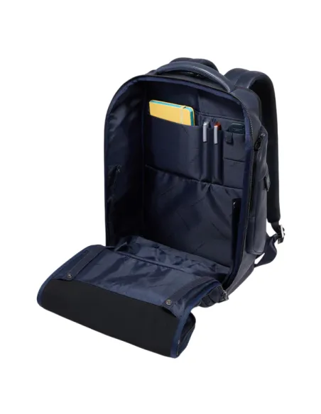 Piquadro Cronus 15.6 Leder Laptop-Rucksack, blau