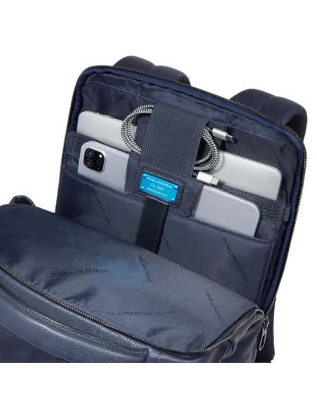 Piquadro Cronus 15.6 Leder Laptop-Rucksack, blau