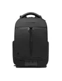 Piquadro Orion laptop backpack in recycled fabric and leather with shoes compartment, black