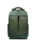 Piquadro Orion laptop backpack in recycled fabric and leather with shoes compartment, green