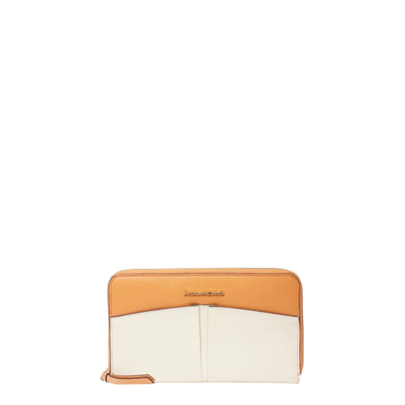 Piquadro Ashley women's zipped leather wallet, orange