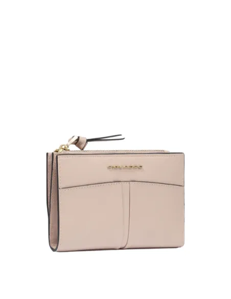 Piquadro Ashley Damenbrieftasche mit seitlichem Münzfach, hellrosa