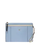 Piquadro Circle leather iPad mini clutch, light blue-beige