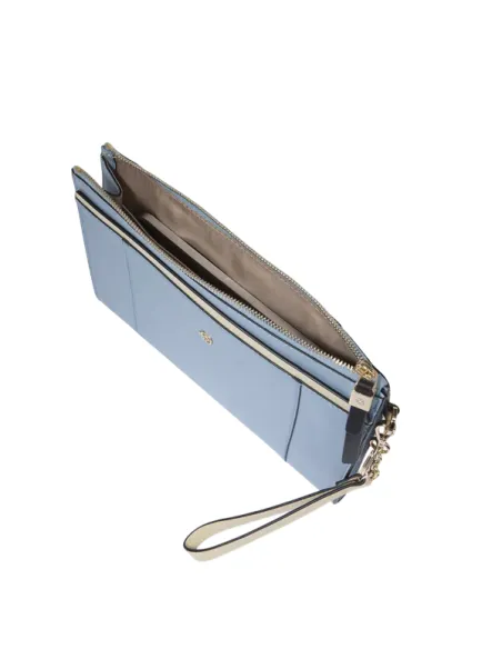 Piquadro Circle Leder iPad mini Clutch, hellblau-beige