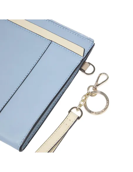 Piquadro Circle Leder iPad mini Clutch, hellblau-beige