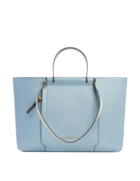 Piquadro Circle Damen-Einkaufstasche mit Doppelgriffen, hellblau-beige