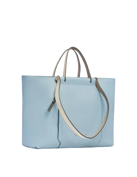 Piquadro Circle Damen-Einkaufstasche mit Doppelgriffen, hellblau-beige