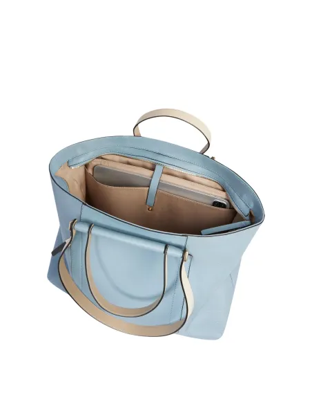 Shopping Piquadro Circle con porta pc, azzurra-beige