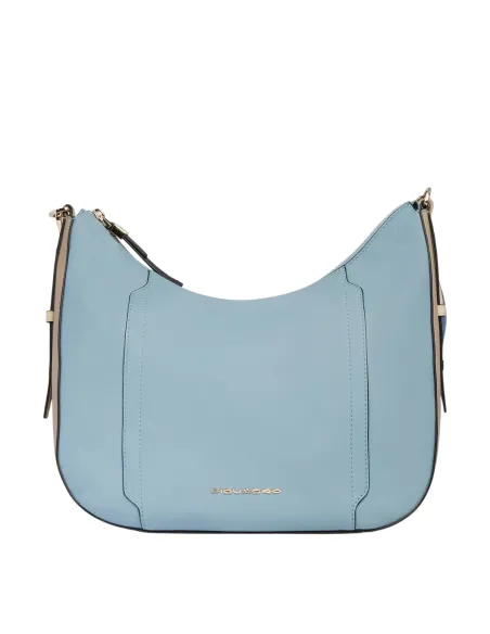 Borsa a spalla in pelle Piquadro Circle, azzurra-beige