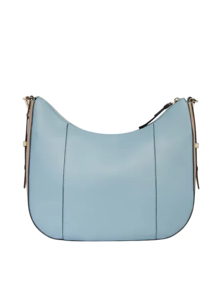 Piquadro Circle leather shoulder bag, light blue-beige