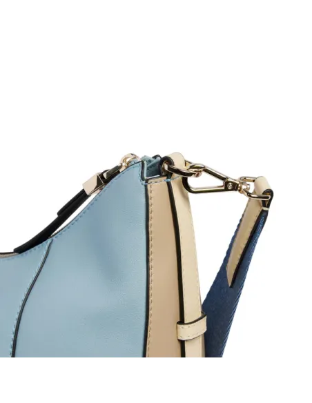 Piquadro Circle leather shoulder bag, light blue-beige