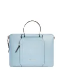 Piquadro Circle Expandable slim leather briefcase, light blue-beige