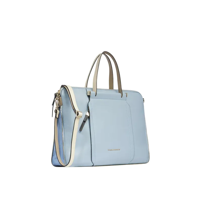 Cartella donna espandibile Piquadro Circle, azzurro-beige 2