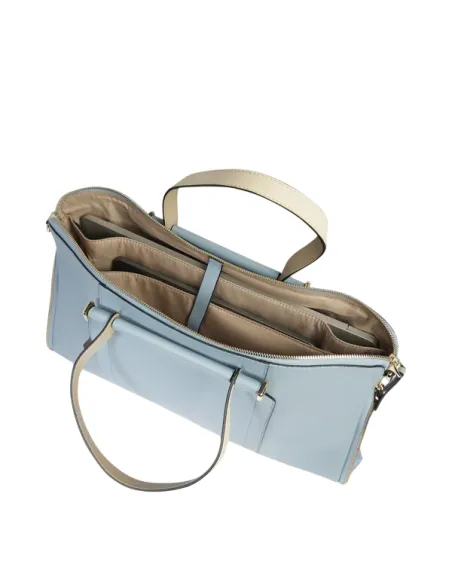 Cartella donna espandibile Piquadro Circle, azzurro-beige