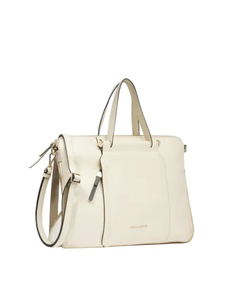 Piquadro Circle Expandable slim leather briefcase, white