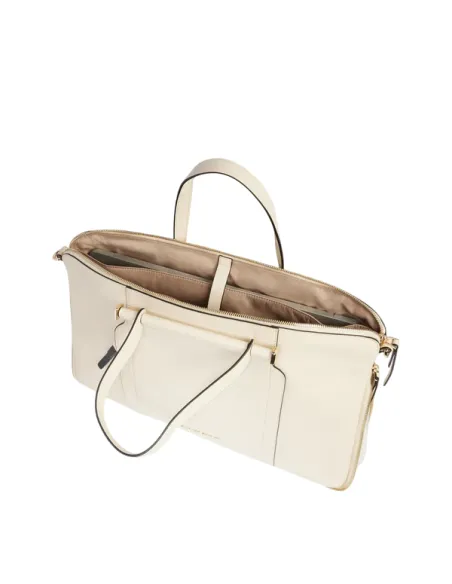 Piquadro Circle Expandable slim leather briefcase, white