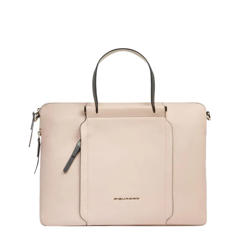 Piquadro Circle Expandable slim leather briefcase, pink