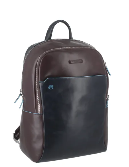 Piquadro Blue Square Leather Backpack, violet-blue