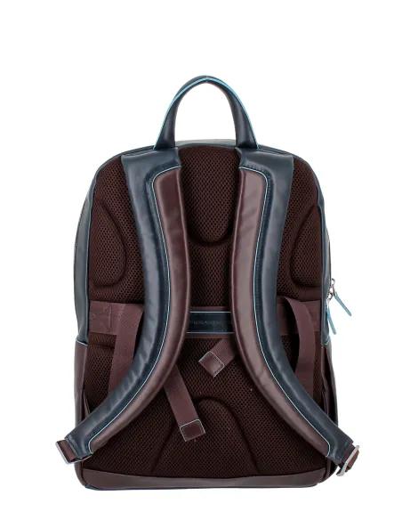 Piquadro Blue Square Leather Backpack, violet-blue