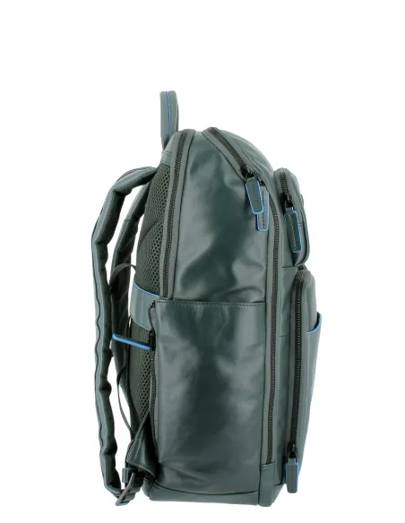 Leather computer backpack with iPad® Pro 12,9" compartment Revamp, green-grey