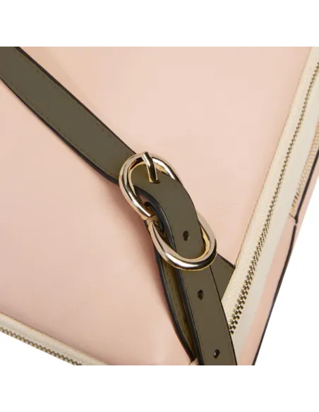 Zaino donna grande espandibile porta computer e porta iPad Pro 12,9", rosa-bianco