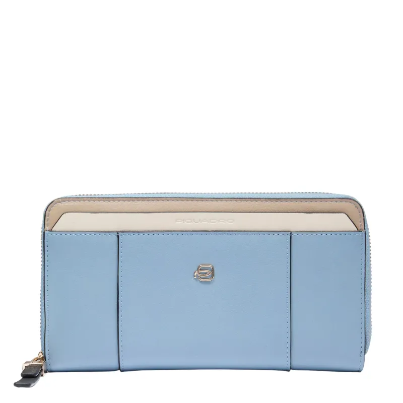 Piquadro Circle Zip-around women's wallet with four...
