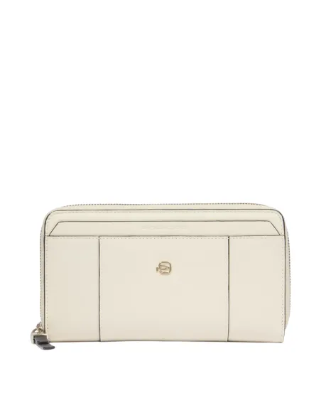 Portafogli donna con cerniera Piquadro Circle, bianco