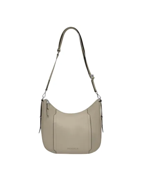 Piquadro Circle fabric and leather women's shoulder bag, beige