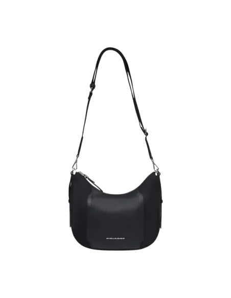Piquadro Circle small women's shoulder bag in fabric and leather, black