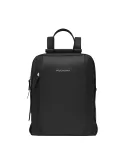 Zaino donna in tessuto e pelle con tasca porta PC da 14 Piquadro Circle, nero