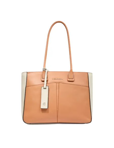 Shopping in pelle porta pc da 14 Piquadro Ashley, arancio