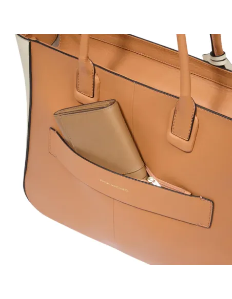 Shopping in pelle porta pc da 14 Piquadro Ashley, arancio