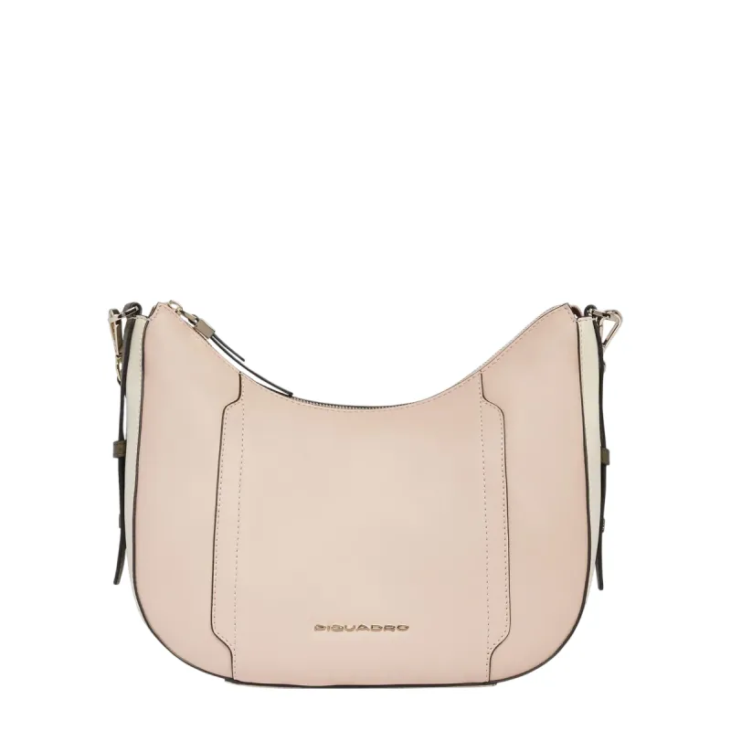Piquadro Circle leather shoulder bag, pink-white