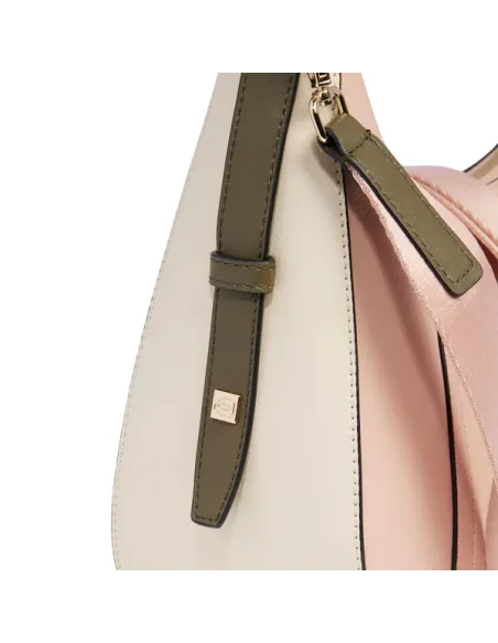 Piquadro Circle leather shoulder bag, pink-white