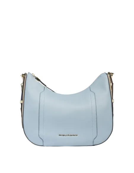 Piquadro Circle leather shoulder bag, light blue-beige
