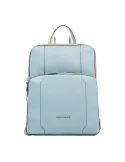 Zaino donna grande espandibile porta computer e porta iPad Pro 12,9", azzurro-beige