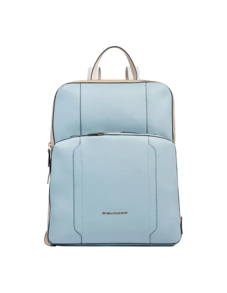Piquadro Circle großer Computer-Rucksack fur Frauen, hellblau-beige