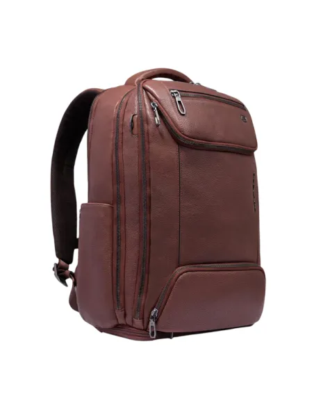 Piquadro Cronus 15.6 laptop backpack with USB and USB Type C port, brown