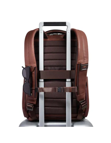 Piquadro Cronus 15.6 laptop backpack with USB and USB Type C port, brown