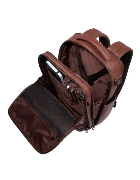 Piquadro Cronus 15.6 Laptop-Rucksack mit USB und USB Typ C Port, braun