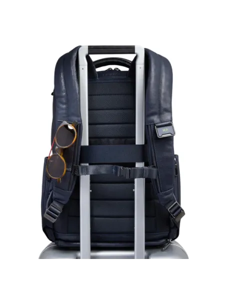 Piquadro Cronus 15.6 laptop backpack with USB and USB Type C port, blue