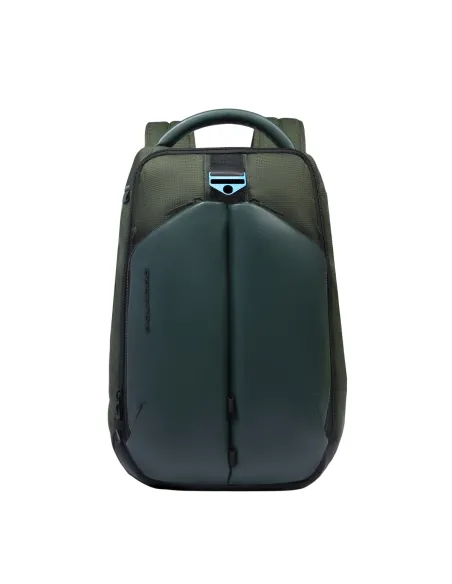 Zaino porta PC 14 con 2 comparti in tessuto e pelle vegana Piquadro, verde