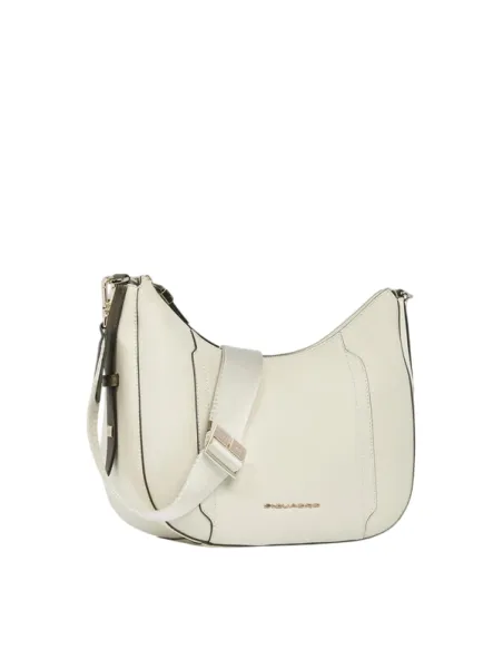 Piquadro Circle leather shoulder bag, white