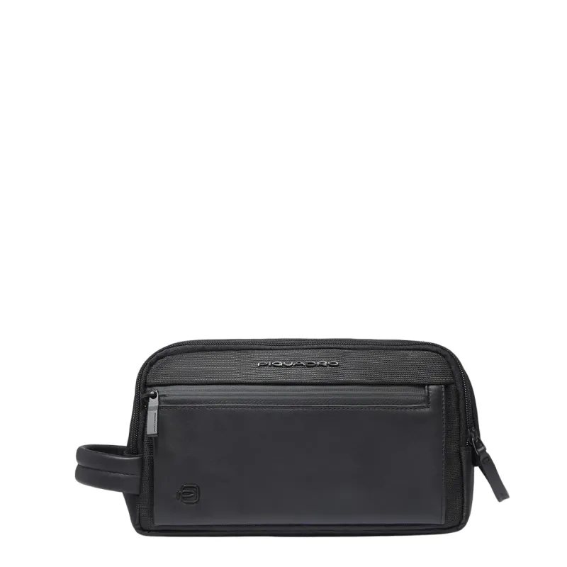 Beauty case in tessuto Piquadro Orion, nero