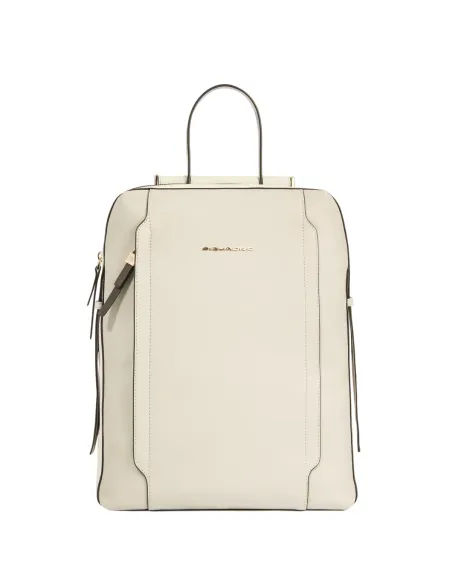 Piquadro Circle women's leather laptop backpack, white