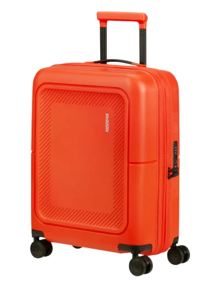 American Tourister DashPop expandable cabin trolley, tangerine red