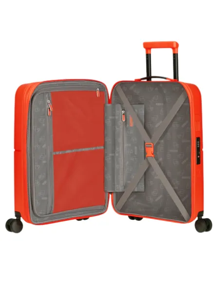 American Tourister DashPop expandable cabin trolley, tangerine red